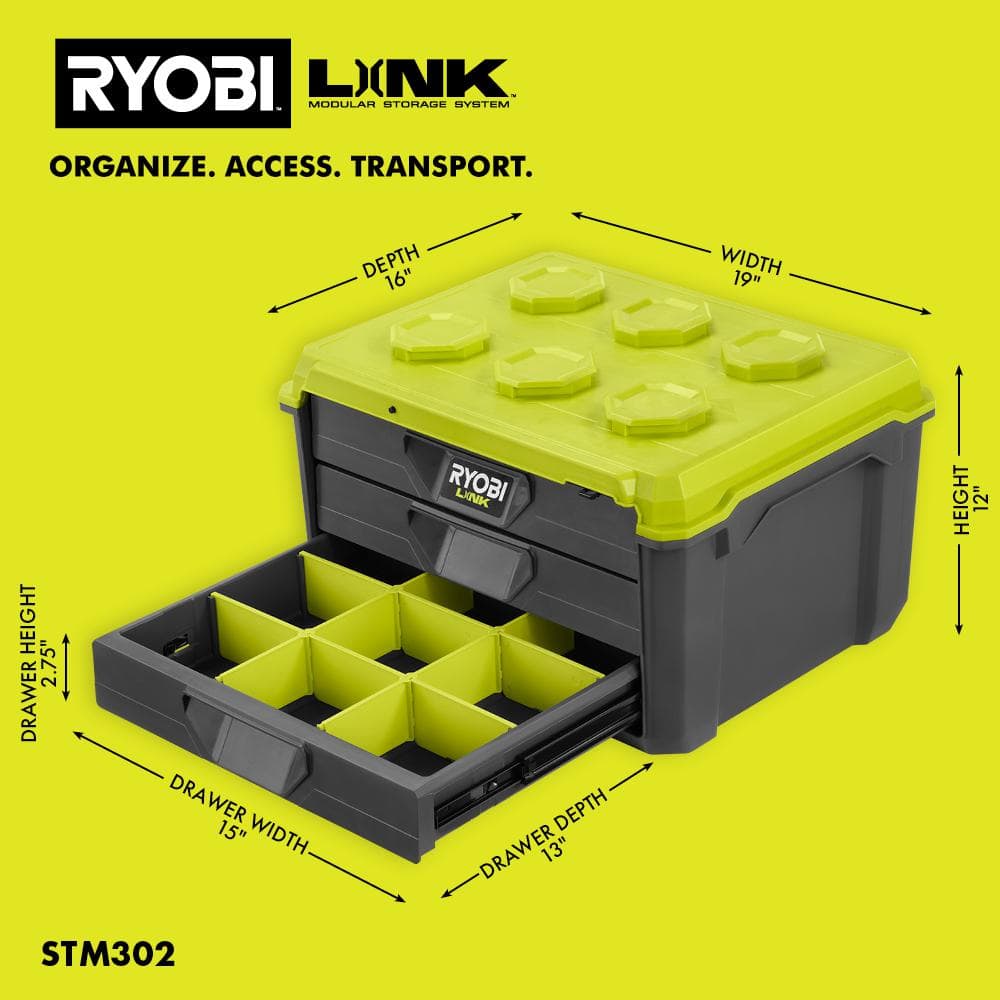 RYOBI LINK 20 in. 3-Drawer Modular Hand Tool Box