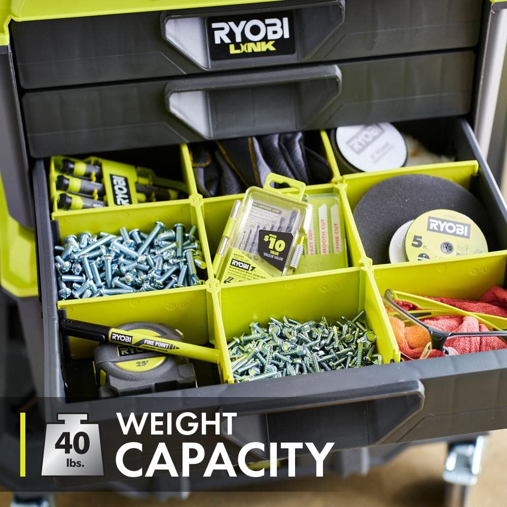RYOBI LINK 3-Drawer Tool Box with Foam Insert and 3-Drawer Divider