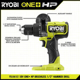 RYOBI ONE+ HP 18V Brushless 1/2 in. Hammer Drill/Driver Kit with 4.0Ah HIGH PERFORMANCE Battery, Charger and Bag