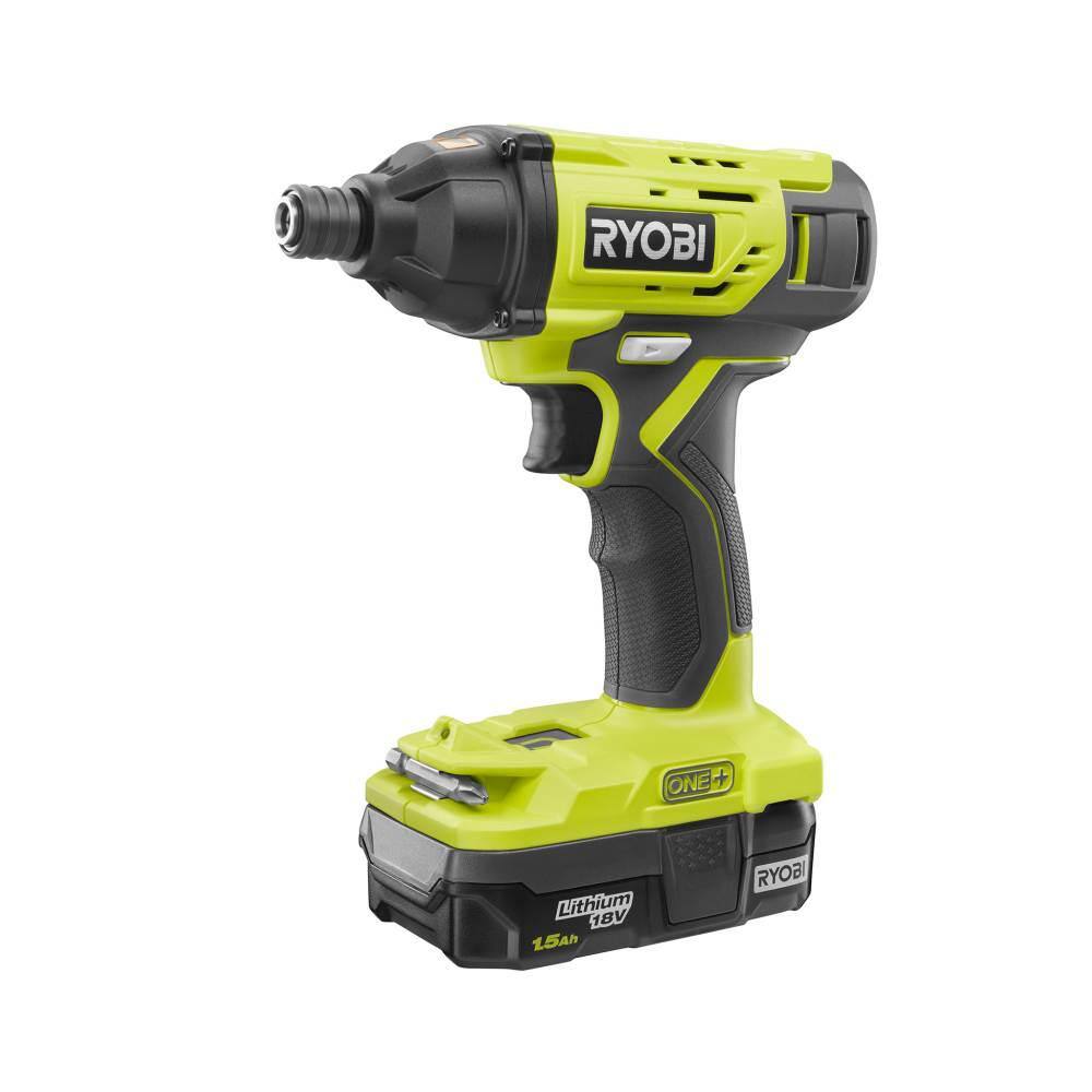 RYOBI ONE+ 18-Volt Lithium-Ion Cordless 1/4 in. Impact Driver Kit with (2) 1.5 Ah Batteries, Charger, and Bag