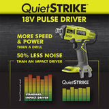 RYOBI ONE+ 18V Cordless 1/4 in. Hex QuietSTRIKE Pulse Driver (Tool-Only) with Belt Clip