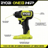 RYOBI ONE+ HP 18V Brushless Cordless Compact 1/4 in. Hex Impact Driver Kit with (2) 1.5 Ah Batteries and Charger