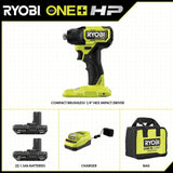 RYOBI ONE+ HP 18V Brushless Cordless Compact 1/4 in. Hex Impact Driver Kit with (2) 1.5 Ah Batteries and Charger