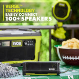 RYOBI USB Lithium Cordless Bluetooth Charging Speaker Kit with 2.0 Ah Battery and Charging Cable
