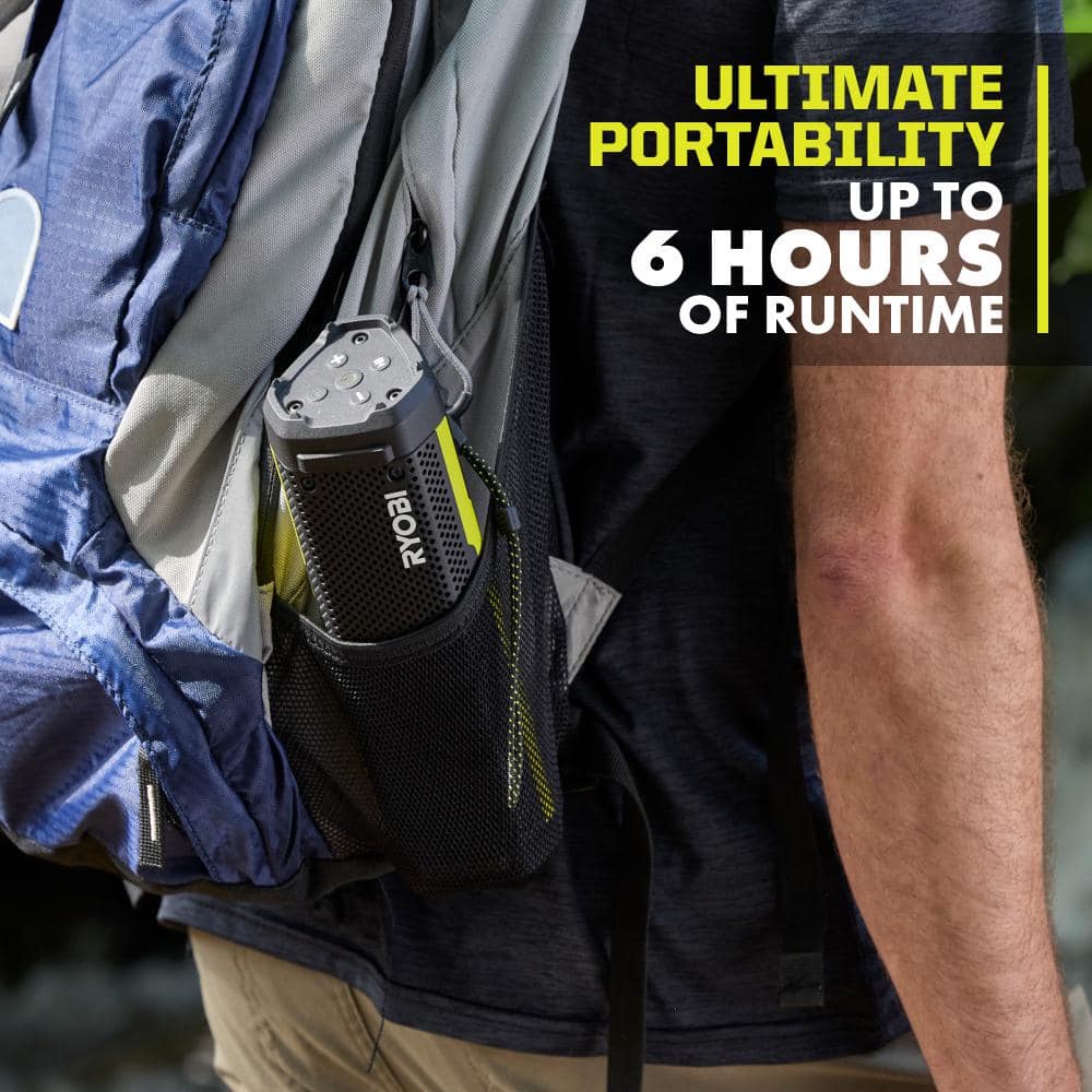 RYOBI USB Lithium Cordless Bluetooth Charging Speaker Kit with 2.0 Ah Battery and Charging Cable