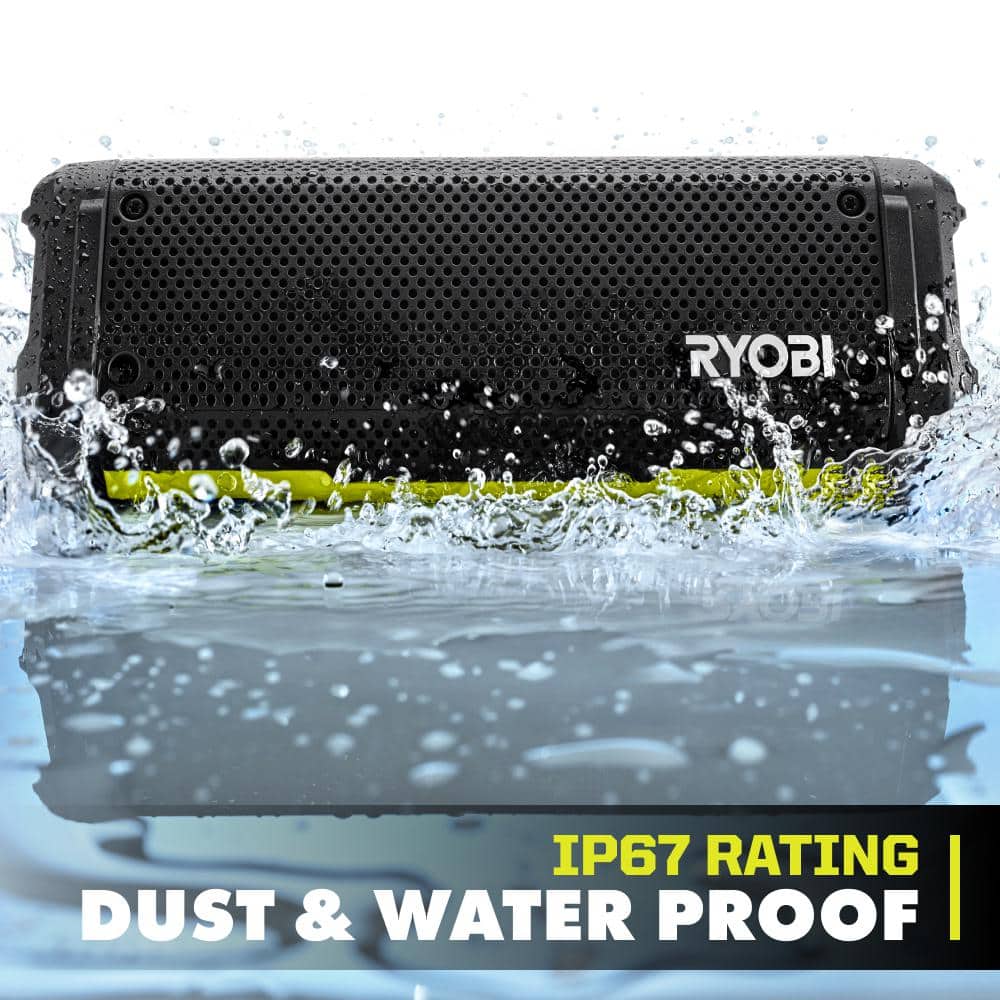 RYOBI USB Lithium Cordless Bluetooth Charging Speaker Kit with 2.0 Ah Battery and Charging Cable