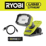 RYOBI USB Lithium Magnetic Clamp Light Kit with 2.0 Ah Battery and Charging Cable