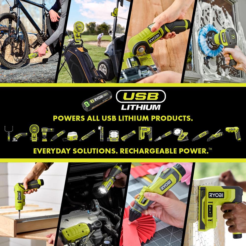 RYOBI USB Lithium Compact Cordless Area Light Kit with (1) 2Ah USB Battery and Charging Cable