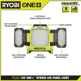RYOBI ONE+ 18V 3-Tool Lighting Kit with Hybrid Panel Light, Spotlight and Flexible Clamp Light (Tools Only)