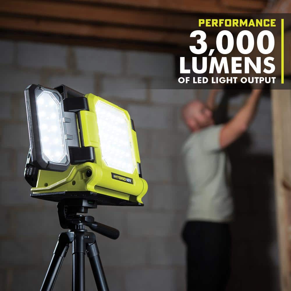 RYOBI ONE+ 18V 3-Tool Lighting Kit with Hybrid Panel Light, Spotlight and Flexible Clamp Light (Tools Only)