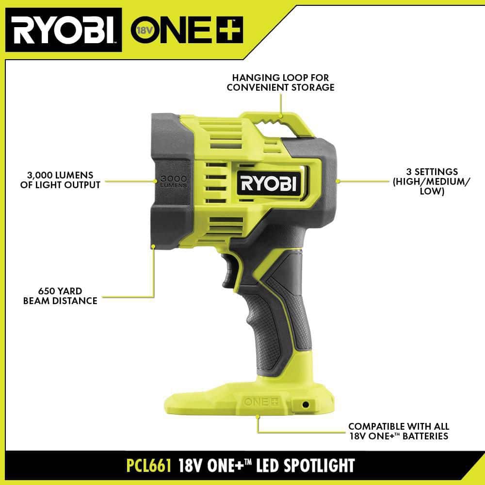 RYOBI ONE+ 18V Cordless LED Spotlight (Tool Only)