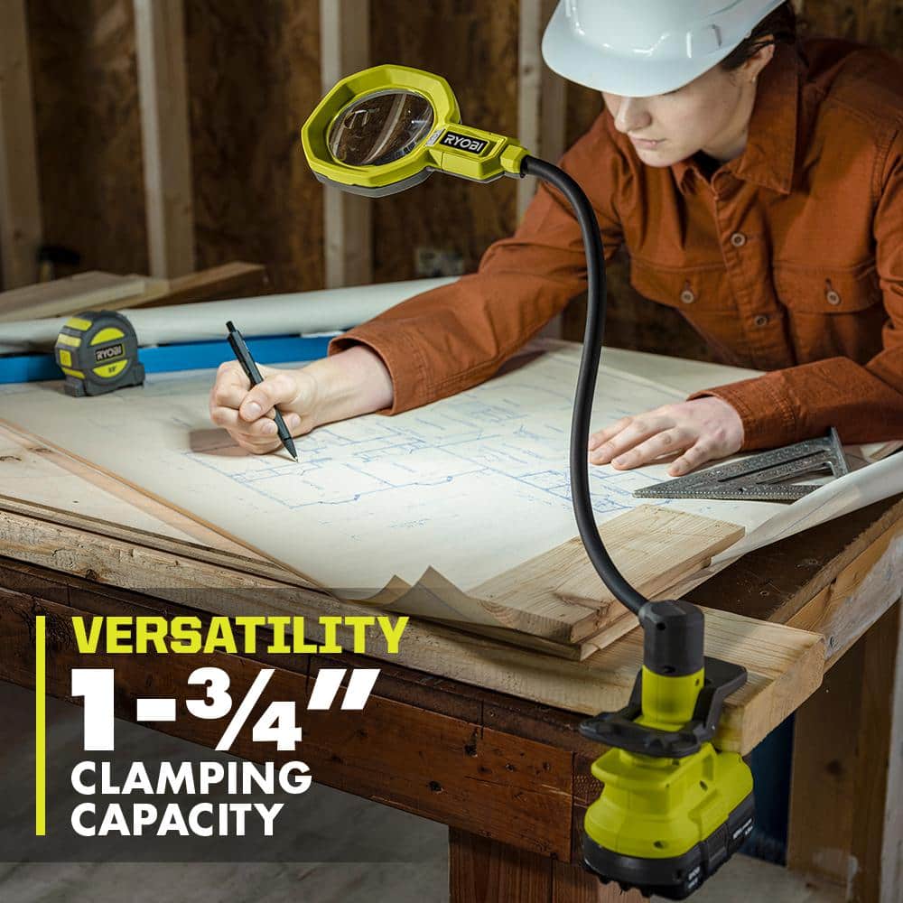 RYOBI ONE+ 18V LED Magnifying Clamp Light (Tool Only)