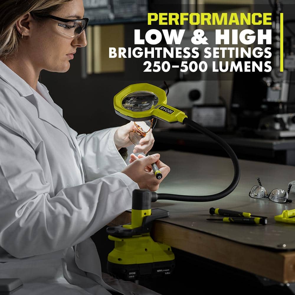 RYOBI ONE+ 18V Cordless LED Magnifying Clamp Light 2-Pack (Tools Only)
