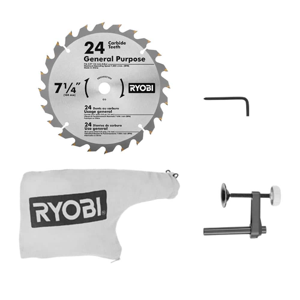 RYOBI ONE+ 18V Cordless 7-1/4 in. Compound Miter Saw (Tool Only) with Blade and Blade Wrench