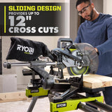 RYOBI ONE+ HP 18V Brushless Cordless 10 in. Sliding Compound Miter Saw Kit with 4.0 Ah Battery, Charger, and Miter Saw Stand