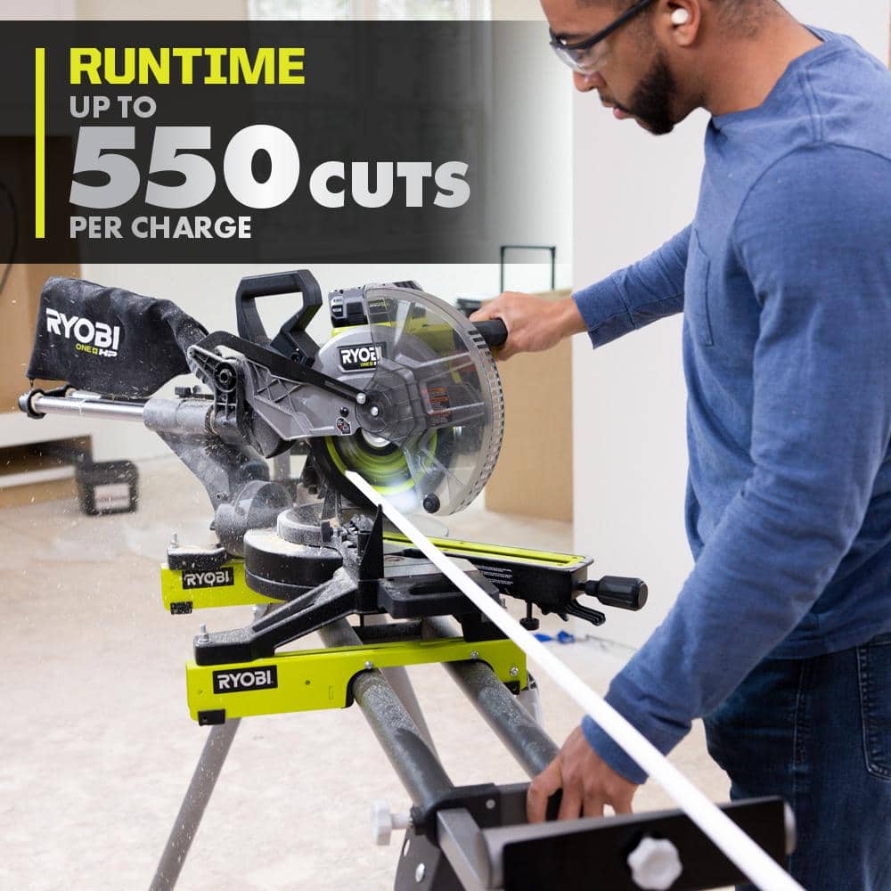 RYOBI ONE+ HP 18V Brushless Cordless 10 in. Sliding Compound Miter Saw Kit with (3) 4.0 Ah Batteries and Charger