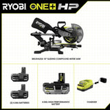 RYOBI ONE+ HP 18V Brushless Cordless 10 in. Sliding Compound Miter Saw Kit with (3) 4.0 Ah Batteries and Charger