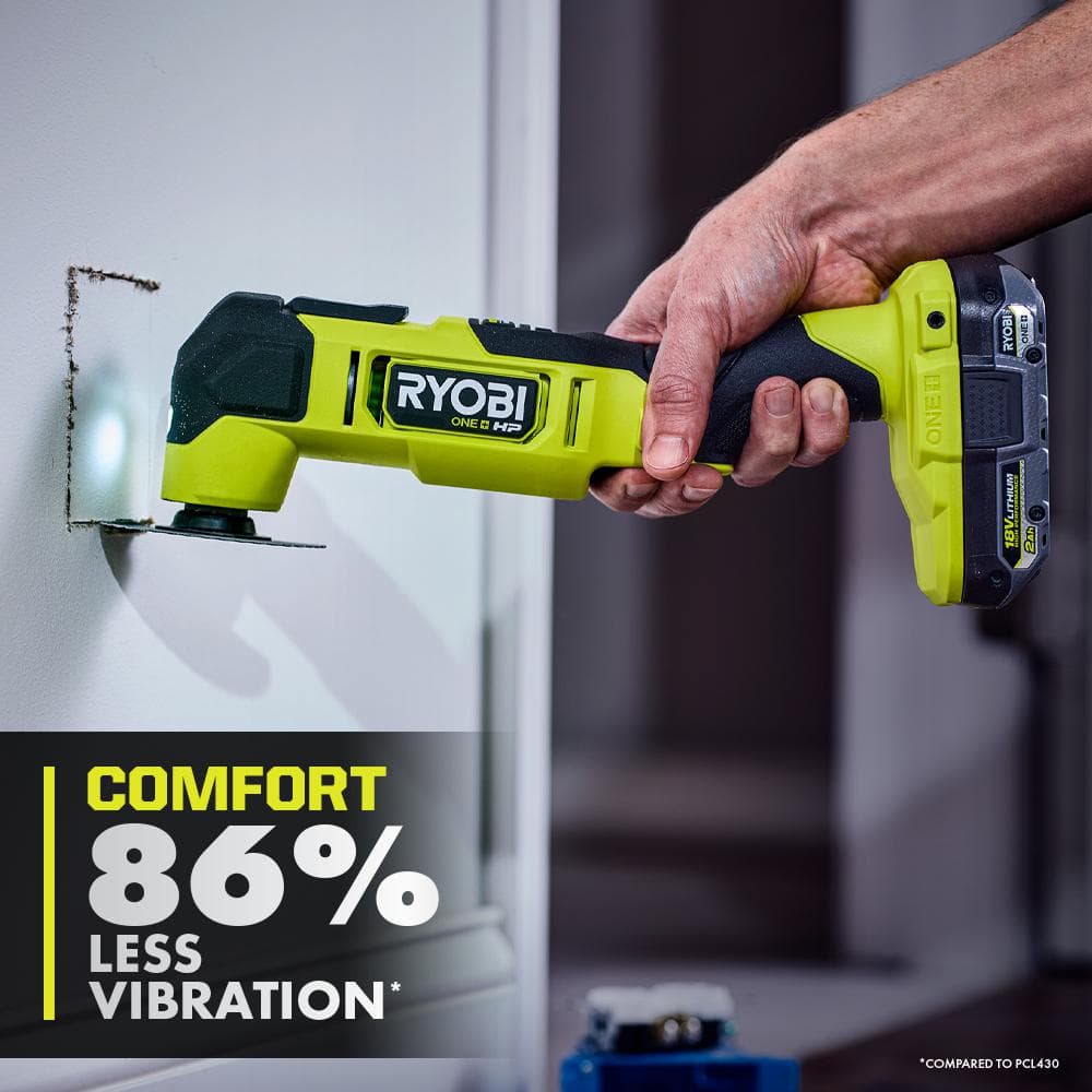 RYOBI ONE+ HP 18V Brushless Cordless Oscillating Multi-Tool (Tool Only) with 4-Piece Wood Oscillating Multi-Tool Blade Set