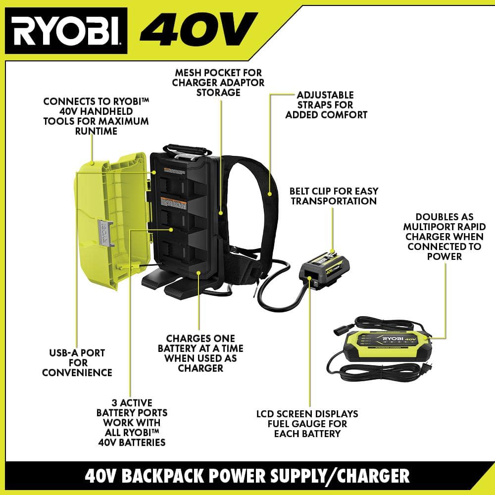 RYOBI 40V Backpack Battery Power Supply (Tool Only)