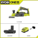 RYOBI ONE+ 18V Cordless 3-1/4 in. Planer with Dust Bag, 2.0 Ah Battery, and Charger