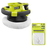 RYOBI ONE+ 18V Cordless 10 in. Variable Speed Random Orbit Buffer (Tool Only) with 8 in. - 10 in. Buffing Bonnet Set (2-Piece)