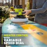 RYOBI ONE+ 18V Cordless 10 in. Variable Speed Random Orbit Buffer (Tool Only) with 8 in. - 10 in. Buffing Bonnet Set (2-Piece)