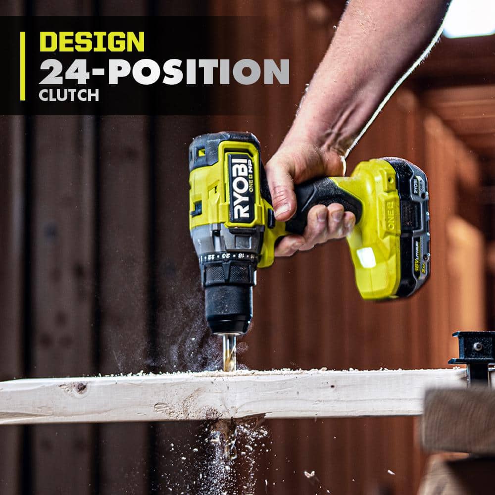 RYOBI 18-Volt ONE+ HP Brushless 1/2 in. Drill/Driver Kit with (2) 2.0 Ah Batteries, Charger, and Bag
