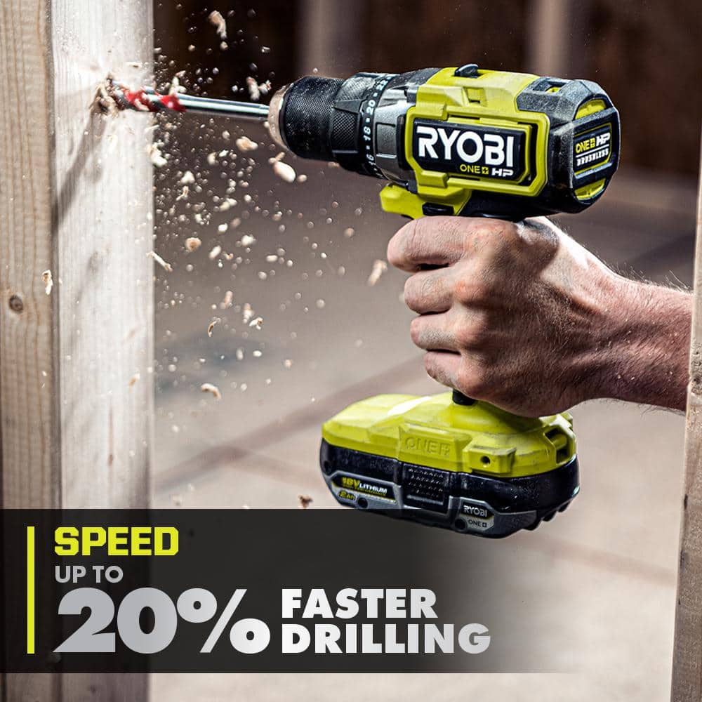 RYOBI 18-Volt ONE+ HP Brushless 1/2 in. Drill/Driver Kit with (2) 2.0 Ah Batteries, Charger, and Bag