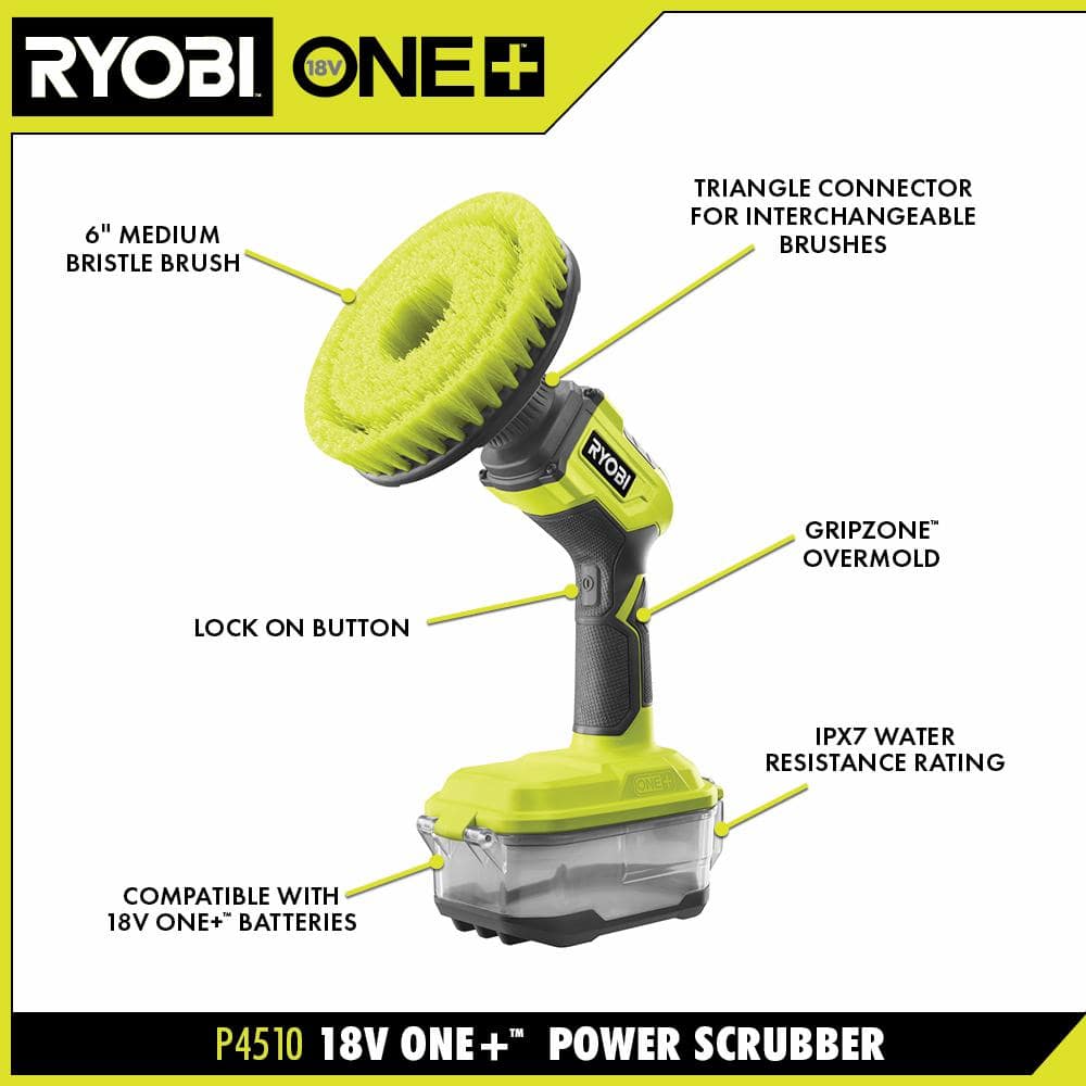 RYOBI ONE+ 18V Cordless Power Scrubber (Tool Only)