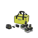 RYOBI 18-Volt ONE+ LITHIUM+ HP 3.0 Ah Battery (2-Pack) Starter Kit with Charger and Bag