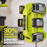RYOBI ONE+ 18V Lithium-Ion 2.0 Ah Compact Battery (2-Pack) with 6-Port Charger