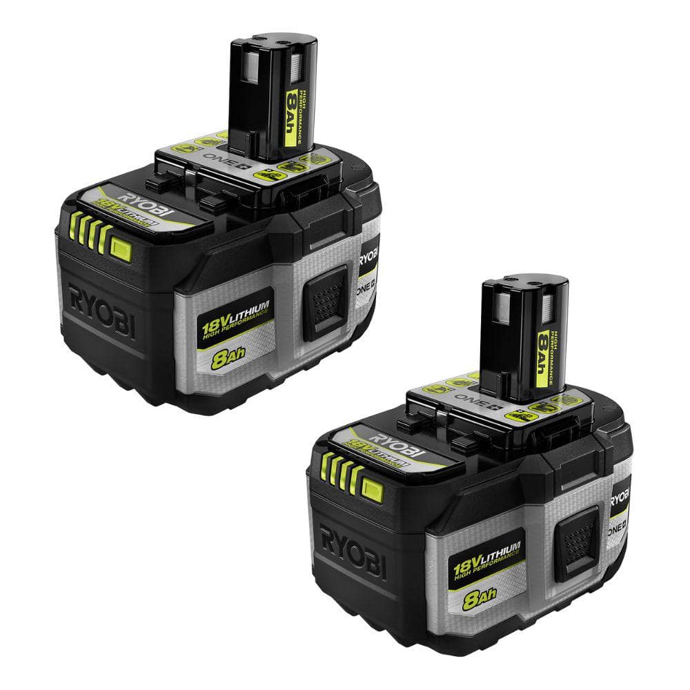 RYOBI ONE+ 18V 8.0 Ah Lithium-Ion HIGH PERFORMANCE Battery (2-Pack)