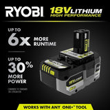 RYOBI ONE+ 18V Lithium-Ion Charger with 6.0 Ah HIGH PERFORMANCE Battery (2-Pack)
