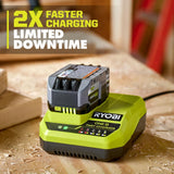 RYOBI ONE+ 18V Fast Charger with 6.0 Ah HIGH PERFORMANCE Battery (2-Pack)