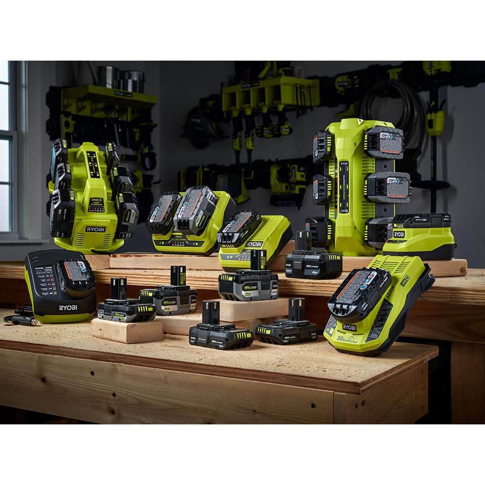 RYOBI ONE+ 18V Fast Charger with 6.0 Ah HIGH PERFORMANCE Battery (2-Pack)