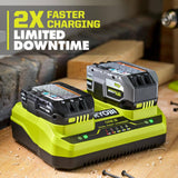RYOBI ONE+ 18V Dual Port Simultaneous Charger with 6.0 Ah HIGH PERFORMANCE Battery (2-Pack)