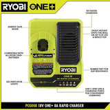 RYOBI ONE+ 18V 8A Rapid Charger with 6.0 Ah HIGH PERFORMANCE Battery (2-Pack)