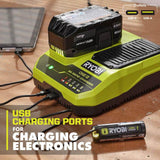 RYOBI ONE+ 18V 8A Rapid Charger with 6.0 Ah HIGH PERFORMANCE Battery (2-Pack)