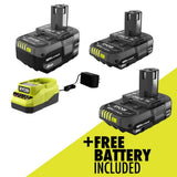 RYOBI ONE+ 18V Lithium-Ion Kit with 2.0 Ah and 4.0 Ah Batteries, Charger, and Free ONE+ 18V 2.0 Ah Lithium-Ion Battery
