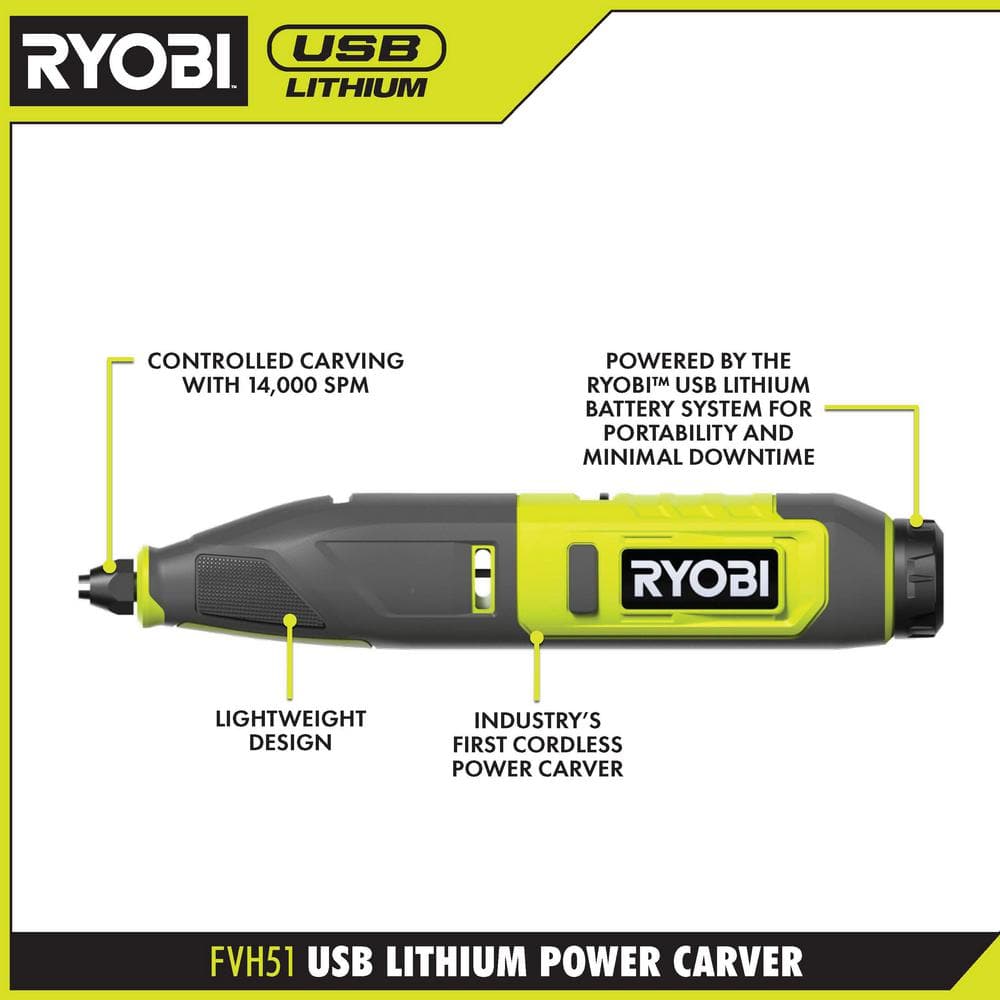 RYOBI USB LITHIUM 2-Tool Combo Kit with Pumpkin Carving Tools