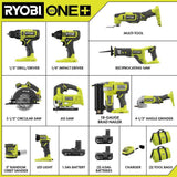 RYOBI ONE+ 18V Cordless 10-Tool Combo Kit with (1) 1.5 Ah Battery and (2) 4.0 Ah Batteries and Charger
