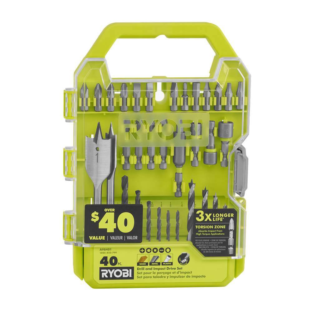 RYOBI ONE+ HP 18V Brushless Cordless Compact 2-Tool Combo Kit w/Drill, Impact Driver, Batteries, Charger, Bag, & 40PC Bit Set