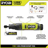 RYOBI USB Lithium Rotary Tool Kit with 2.0 Ah USB Lithium Battery and Charging Cable