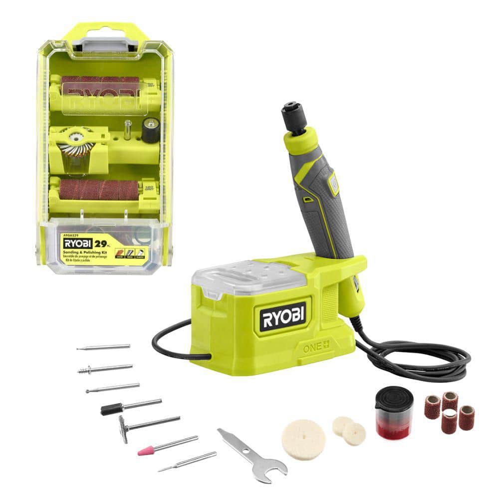 RYOBI ONE+ 18V Cordless Precision Craft Rotary Tool Kit with 1.5 Ah Battery, Charger, and Rotary Tool 29-Piece Kit
