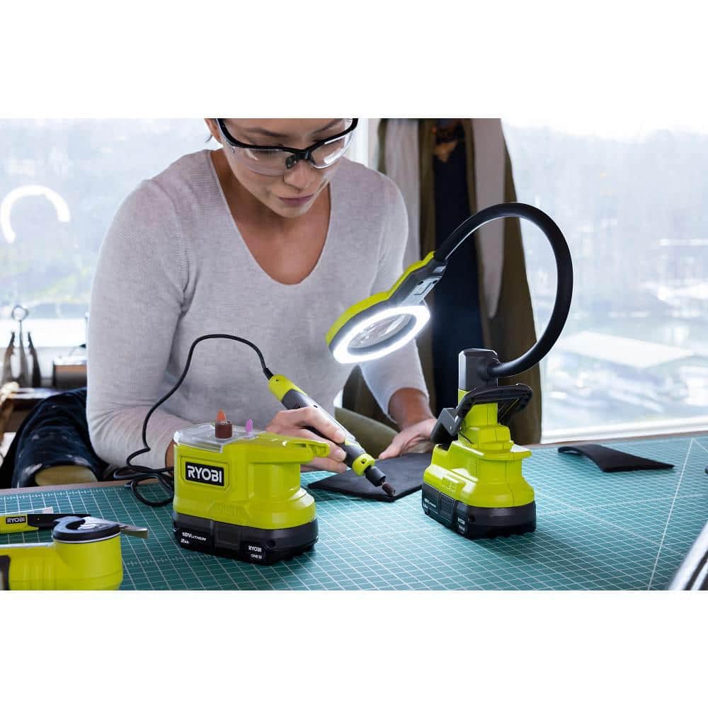 RYOBI ONE+ 18V Cordless Precision Craft Rotary Tool Kit with 1.5 Ah Battery, Charger, and Rotary Tool 29-Piece Kit