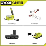 RYOBI ONE+ 18V Cordless Precision Craft Rotary Tool Kit with 1.5 Ah Battery, Charger, and Rotary Tool 29-Piece Kit