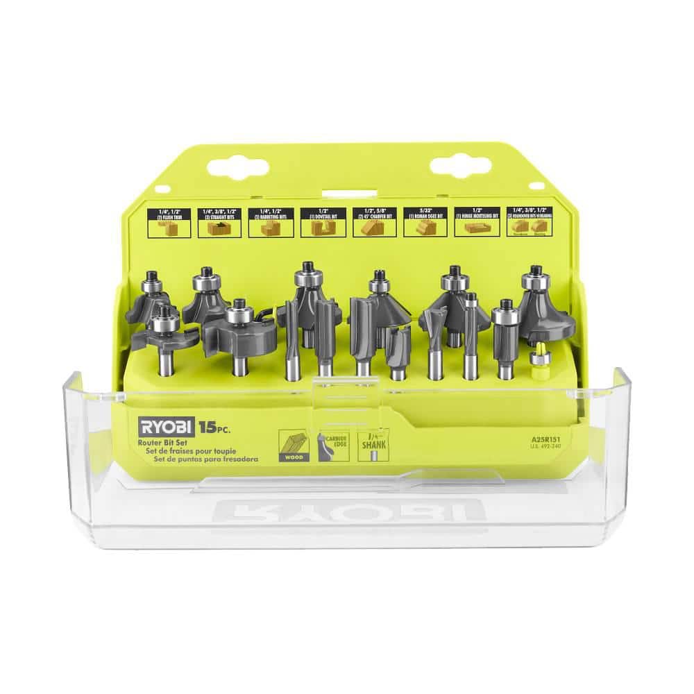 RYOBI 24-Piece Router Bit Set with 15-Piece Shank Carbide Router Bit Set
