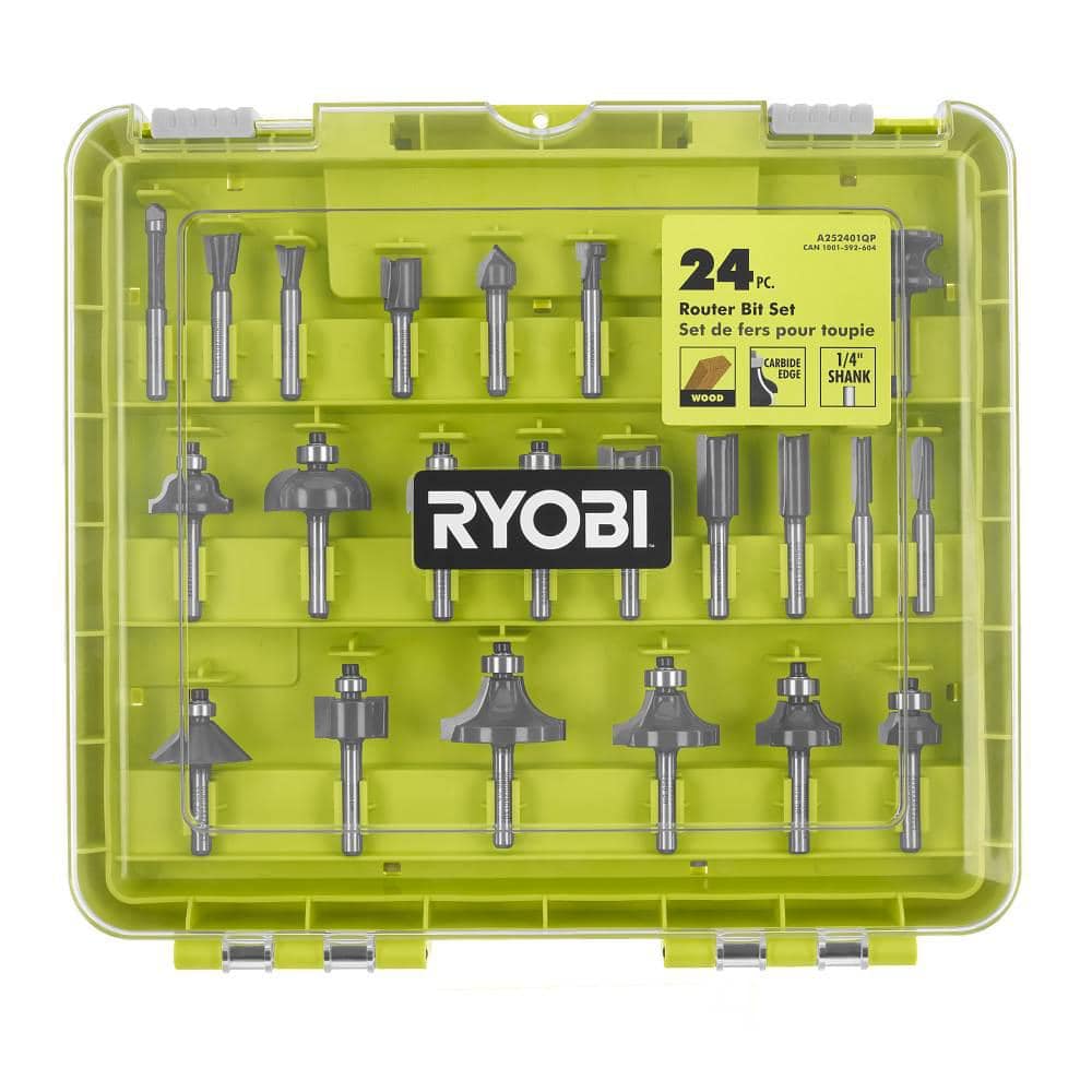 RYOBI 24-Piece Router Bit Set with 15-Piece Shank Carbide Router Bit Set