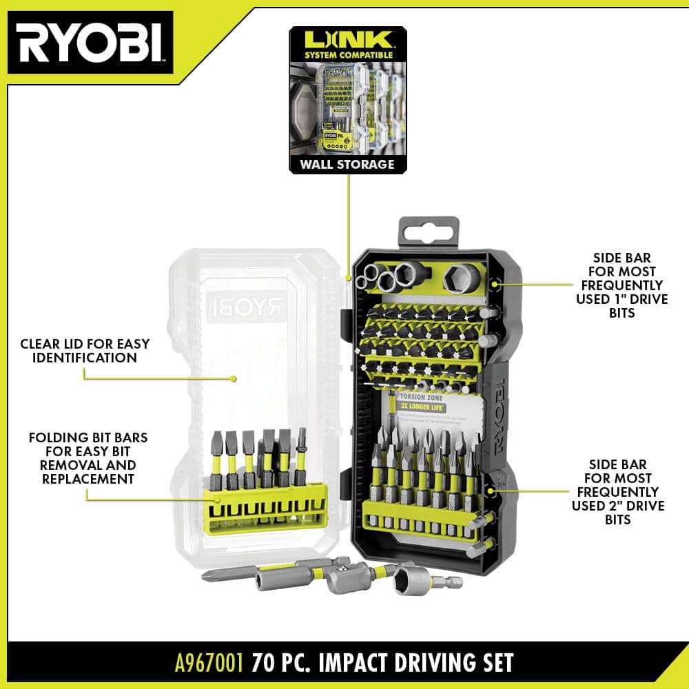 RYOBI Impact Rated Driving Set (70-Piece)
