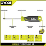 RYOBI Screwdriver Set (12-Piece) with Cushion Grip Handles